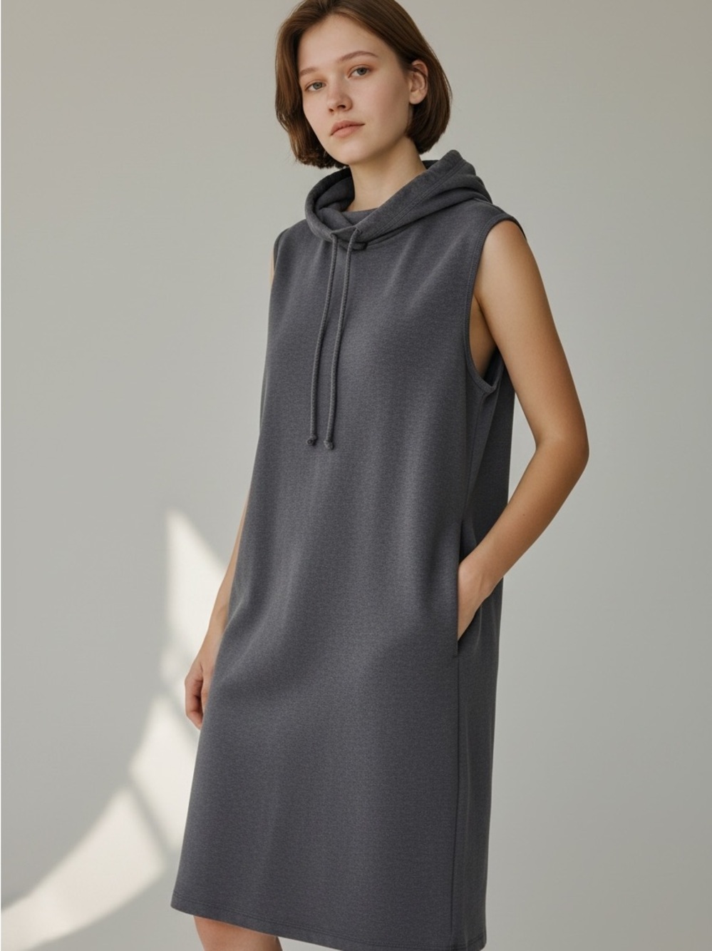Catalina Sleeveless Turtleneck Dress - Charcoal Gray